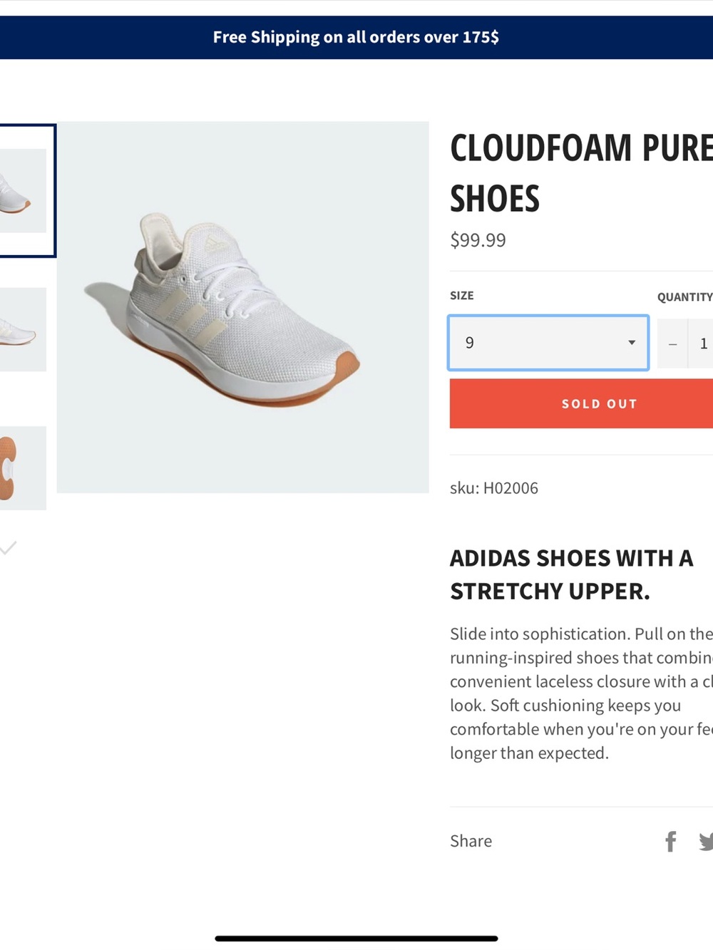 adidas White Knit Runner cloudfoam/ like new